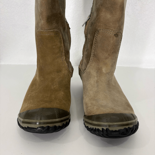 Sorel Tan Leather & Grey Suede Tall Riding Winter Boots Women's Size 6.5 - Picture 11 of 14