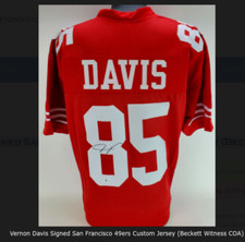 Vernon Davis signed San Francisco 49ers Custom Jersey w/Beckett Witness COA