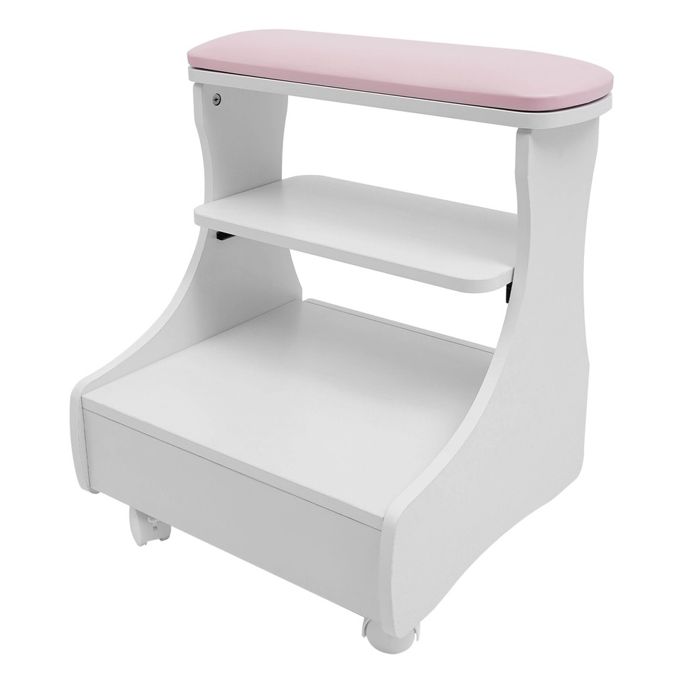 Fußstütze Pediküre Hocker Mit Rädern - Mobiler Beauty Trolley Pink