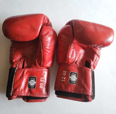 中古品　TWINS SPECIAL ボクシングサポーター M 赤 Vintage Twins Special Muay thai Boxing Gloves Red 12oz Genuine
