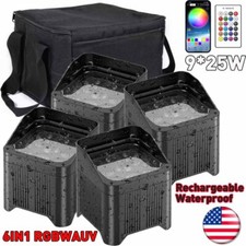 9X25W RGBWA UV Waterproof Rechargeable Par Light Wireless Battery APP Uplighting