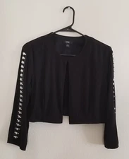 MSK Jacket Shrug Cover Up Sz 8 Black Top Party Cocktail Embellished Sleeves