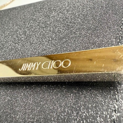 JIMMY CHOO ERICA Glitter Chain Clutch Bag Party Purse Black Gold Leather - Picture 10 of 18
