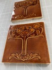 Antique Art Nouveau Tiles with botanical design in brown — photo 2