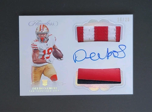 DEEBO SAMUEL ROOKIE DUAL PATCH AUTO 2019 Panini Flawless #DPA-DS SILVER /20 MINT