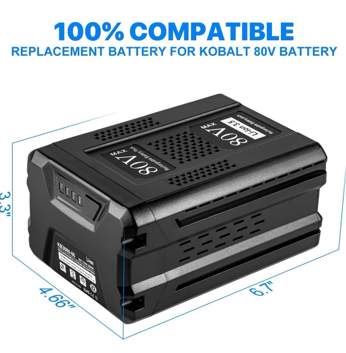 3Ah / 3.5Ah / 5Ah For 80V MAX Tool Lithium Battery KB680-06 KB2580-06