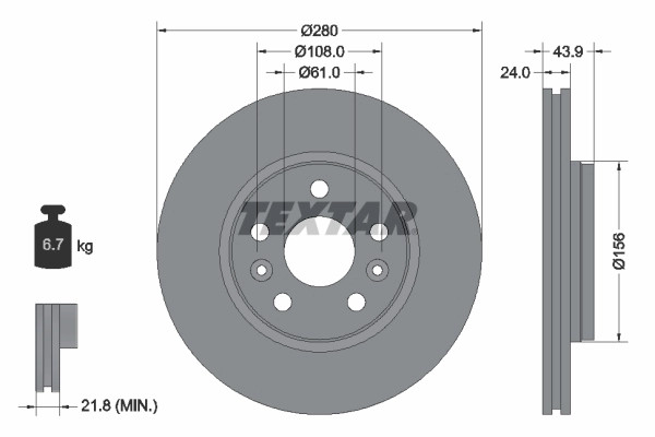 Disques de frein Textar 92202403 résistant à la chaleur pour Mercedes 5 trous