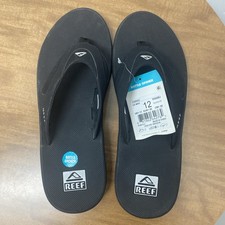 Reef Fanning Men s Flip Flops Sandals Size 12 Black Bottle Opener NEW