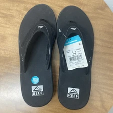 Reef Fanning Men’s Flip Flops Sandals Size 12 Black – Bottle Opener NEW