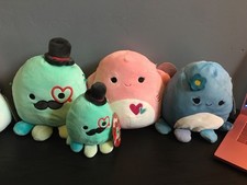 Squishmallows Valentines 2023 8" Saxa Stingray Eiko Octopus Plush Set of 4 NWT