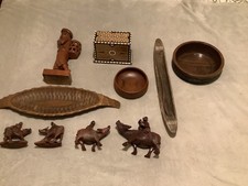 LOTE DE TRABAJO ARTÍCULOS ÁRBOLES ANTIGUOS FIGURAS TALLADAS CUENCOS CAJA..ECT..GUARDAR..REVENDER..EN MUY BUENA CONDICIÓN