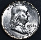 1954 50C FRANKLIN SILVER HALF DOLLAR KM# 199 Grade:  Choice BU A7149