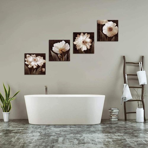 Canvas Wall Art Contemporary Simple Life White Flowers Floral Painting for Ho... - 第 3/7 張圖片