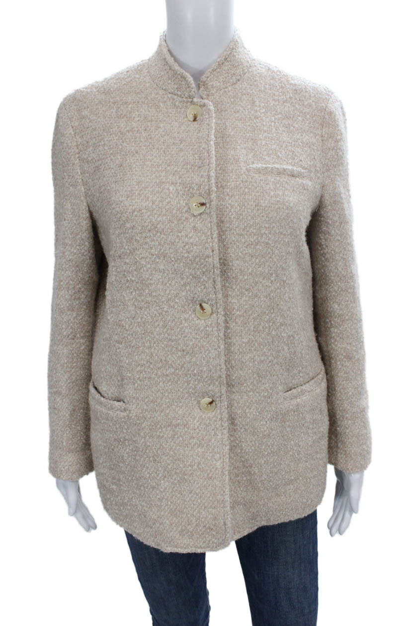 J. Mclaughlin Women Beige Wool Basic Jacket Long Sleeve Size MFree Shipping in US $100+ Orders | $6.95 Orders Below