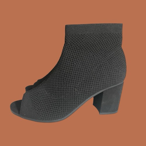 Calcetín botín tejido negro White Mountain para mujer punta abierta tacones en bloque talla 7,5 - Imagen 3 de 6