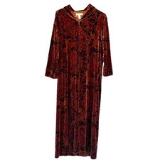 Vintage Oscar De la Renta Gown Robe Velvet Paisley Black Red Zipper Size M      