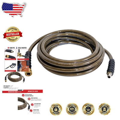 #ad Monster Pressure Washer Hose 25ft 4500 PSI Steel Polyurethane Kink Resistant $90.48