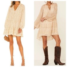 Show Me Your Mumu Birdie Mini Dress XS Babydoll Paisley Boho Flowy Tiered Sheer