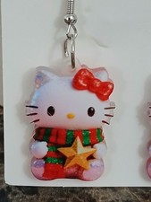 New Hello Kitty Christmas Star Acrylic Dangle Drop Earrings
