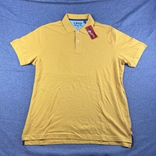 IZOD Polo Shirt Mens L Yellow Heritage Collared Short Sleeve Button Office