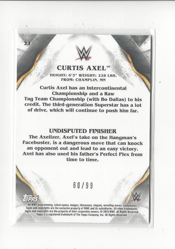 2019 Topps WWE Undisputed Orange #21 Curtis Axel /99 - Picture 2 of 2