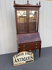 67083   Quality 2 Piece NATIONAL MT AIREY  Secretary Desk w/ Bookcase Curio Top