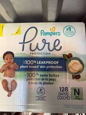 128 Count Pampers Pure Protection Baby Diapers, Size 0 10 lbs , Up to 100