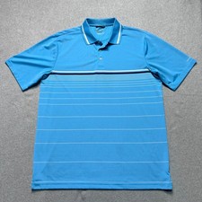 Chaps 78 Golf Polo Shirt Mens LT Blue Striped Performance Stretch Stay Dry