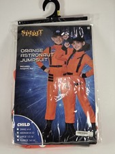 NEW Spirit Halloween NASA Orange Astronaut Costume Child Size Medium 8-10 W/ Hat