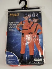 NEW Spirit Halloween NASA Orange Astronaut Costume Child Size Medium 8-10 W/ Hat