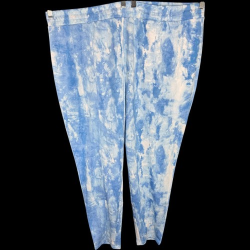 Isaac Mizrahi Live Blue White Tie Dye Lounge Pants 2X Plus Stretch Tapered NWOT