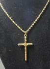 14 karat solid gold textured surface crucifix pendant on a 14 karat chain (N9SZ) — photo 1