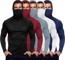 Mens Fishing Hoodie UV Sun Protection Shirts UPF Rash Guard Long Sleeve Shirts H