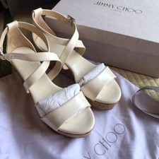 Jimmy Choo Sandals US 6 EU 36 Black Leather Wedge Womens