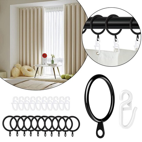Pack Of 10 Metal Curtain-Rings Curtain Hanging-Rings Plastic Curtain Hooks - Picture 3 of 12