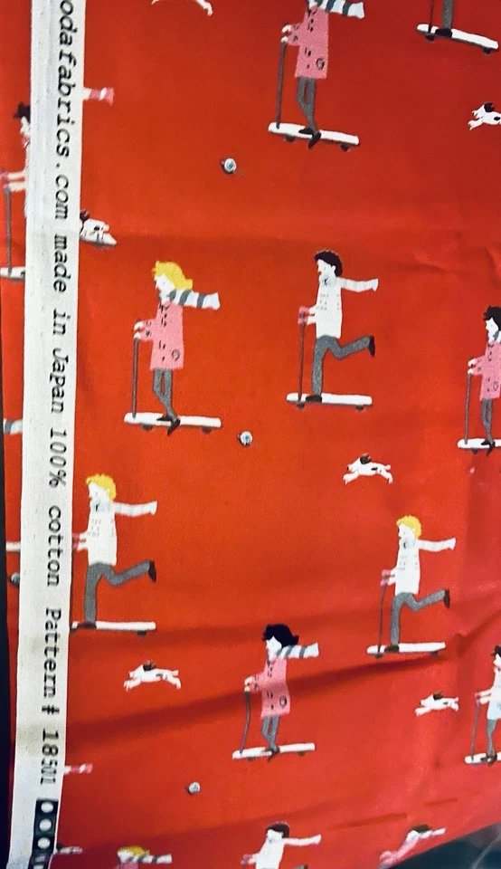 "Sherbet Pips Scooters" by Aneela Hoey for Moda Kids on Scooters in Red  BTFE - Image 4 of 4