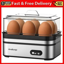 Rapid Egg Cooker Electric 6 Eggs Capacity, Soft, Medium, Hard Boiled, Poacher