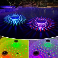 2 PCS Solar Floating Pool Lights RGB Color Changing IP68 Waterproof LED