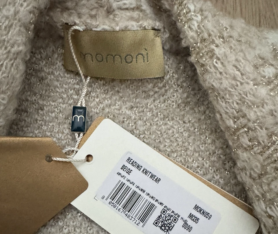 Cárdigan de lectura Momoni en jacquard cachemir con hilos de lúrex Boucle nuevo con etiquetas $520 XS Foto 3 de 4