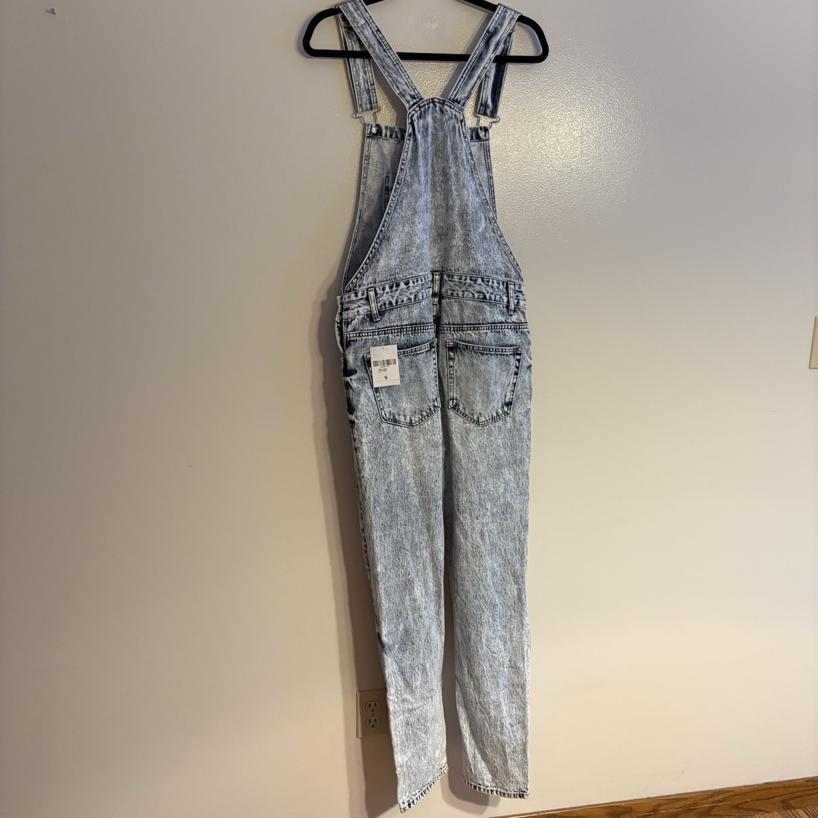 Forever 21 Men Size S Blue Acid Wash Denim Relaxed Distressed Jean Overalls NWT