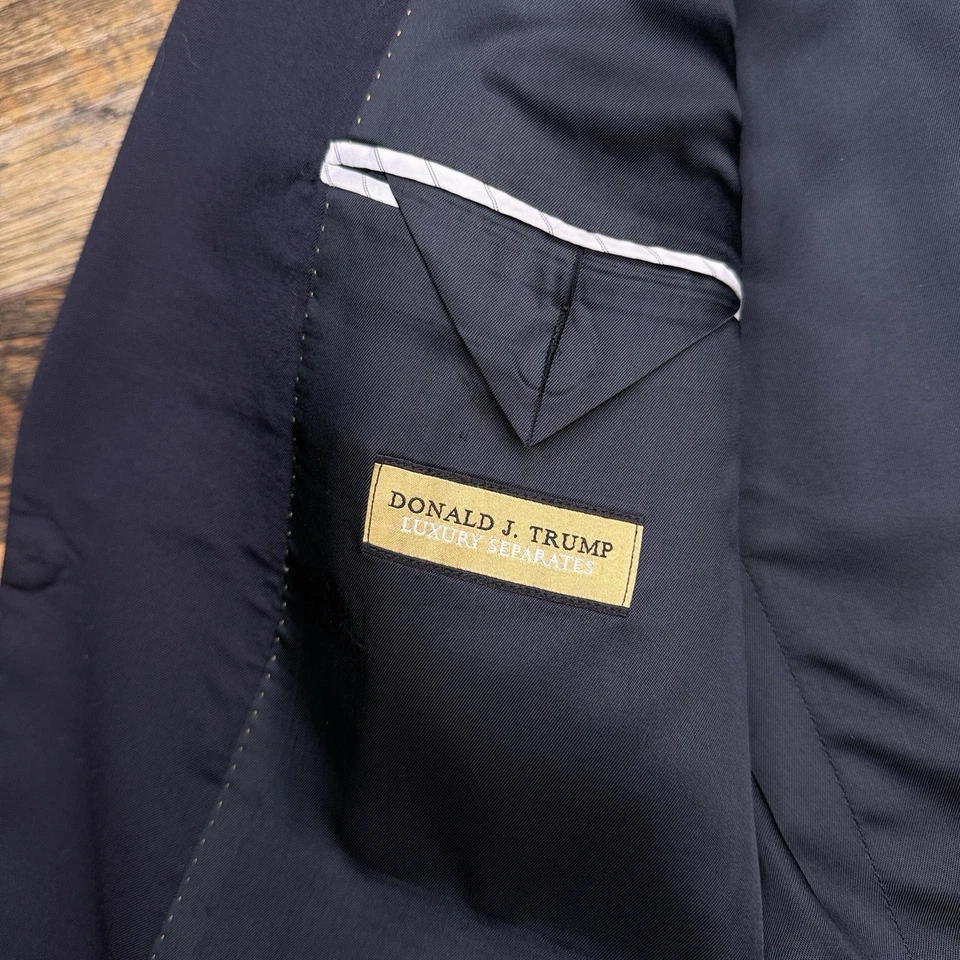 Chaqueta Traje Donald Trump Lujo Separados 43 Largo Azul Marino Lana Blazer Foto 4 de 4