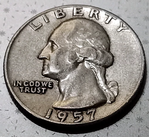 1957 P  Washington Quarter - 90% Silver, 69-Year-Old Coin