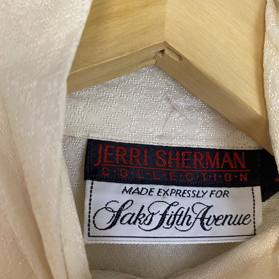 VTG Jerri Sherman Saks Fifth Avenue 100% Silk Frilly Lace High Neck Blouse 4/(S) - Image 4 of 4