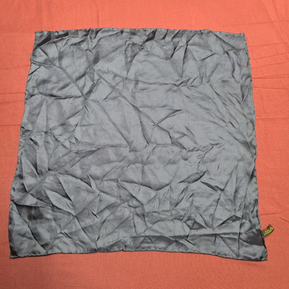 Pañuelo Pañuelo Pañuelo Vintage Azul-Negro 100% Seda Enrollado a Mano Cuadrado de Bolsillo 17" Foto 4 de 4