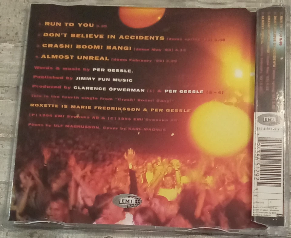 Roxette - Run To You - 4 Track Maxi CD - 1994 EMI - Mit 3 Demos! - Bild 2 von 4