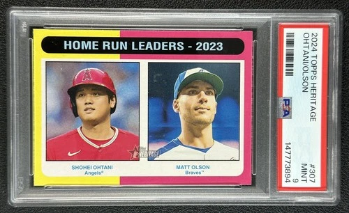 SHOHEI OHTANI MATT OLSON PSA 9 2024 TOPPS HERITAGE #307 HOME RUN LEADERS 3894