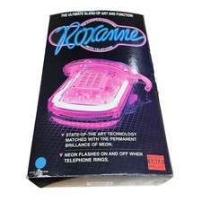 VTG Roxanne Neon Telephone European Designed Pink Clear Retro Rotary Dial Tested