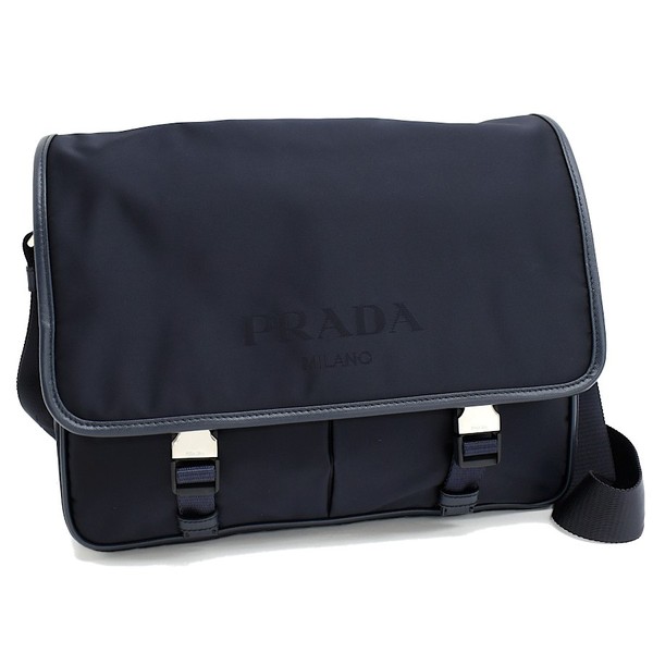 PRADA Shoulder Bag VA0768 Messenger & Crossbody Bag Navy Blue Nylon Purse T01R