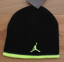 Jordan Youth Beanie ~ Skull Cap ~ Black Gray & Volt ~ Size 8/20