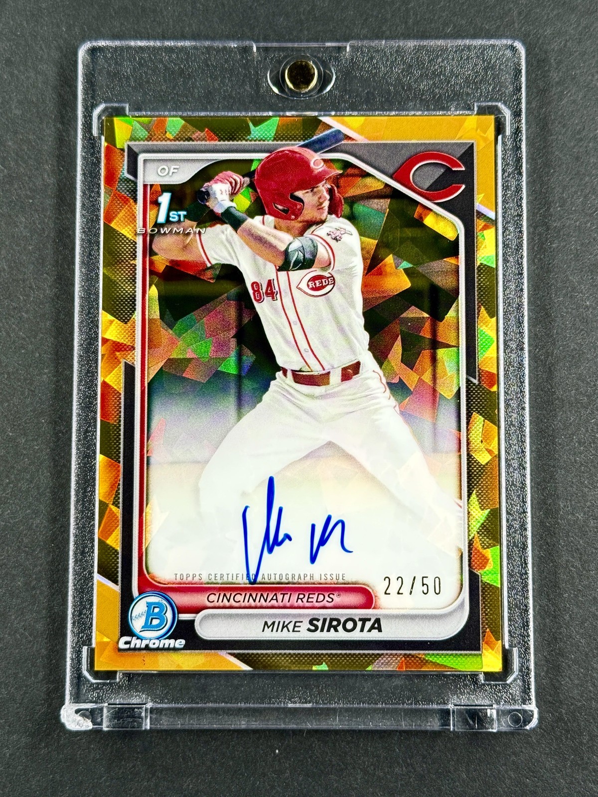 Mike Sirota 2024 1st Bowman Draft GOLD Sapphire Auto #/50 Card Cincinnati Reds